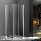 Prateleira de chuveiro sem moldura em forma de quadrado de design moderno com 2 portas com dobradiça
