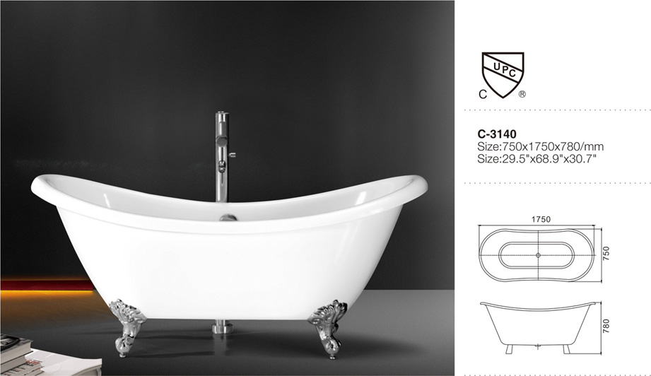 （3) MEC-3140-Wonderful Freestanding Double Ended Slipper Clawfoot Tub with CUPC Certification.jpg