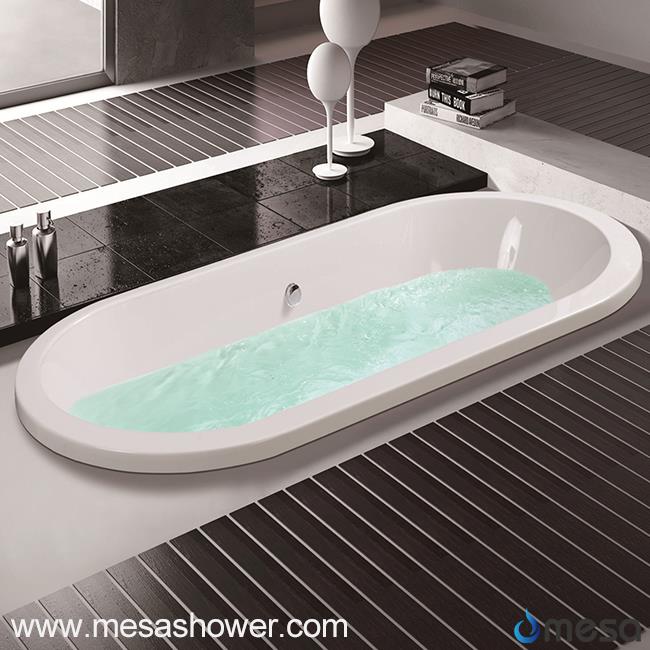 Center Drain 3 Size Opcional Acrílico Oval Shape Inyecção em imersão Drop-in Bathtub