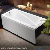New Simple Corner Rectangular Bathroom Banheira com interior oval e uma saia