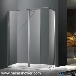 Modern Walk In Shower Enclosure with Pivot Door and Support Bar